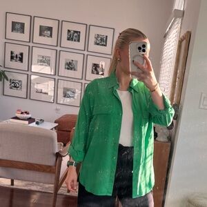 Aritzia Babaton Utility Shirt- Kelly Green Size XS